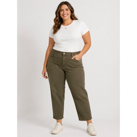 Terra & Sky Denim - Terra & Sky High Rise Olive Green Barrel Jeans  Women's Plus Size 24W New NWT